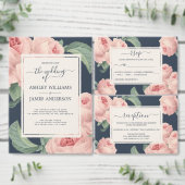 Donkerblauwe roze roze rietsband Bewaar de datum Kaart (Personaliseer de collectie van deze zelfstandige maker.)