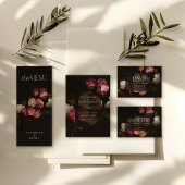 Étiquette Moody Floral Wedding Dark Romantic Black Burgundy