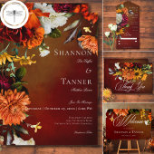 Invitation Dark Elegant Summer Sunset Floral Wedding