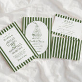 Ballotins Mariage rayé vert foncé