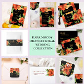 Save The Date Noir Moody Orange Floral Mariage Enregistrer La Da