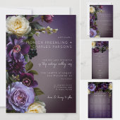 Numéro De Table Foncé Moody Purple Lavender Floral Mariage moderne
