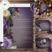 Signe De Table Dark Moody Purple & Lavender Floral Modern Wedding