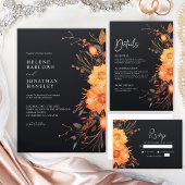 Gotische QR Code Bloemenbruiloft RSVP Kaartje