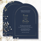 Étiquette Minimal Navy Background Gold Script Elegant Return