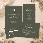 Faire-part de mariage à monogramme Olive foncé