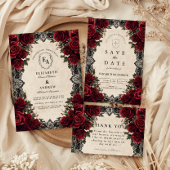 Invitation Dark Romance Crimson Floral Mariage