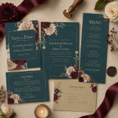 Invitation Épargnez la date florale gothique sarcelle foncée