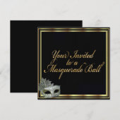 Collection de Cartes d'Invitation Bal Masqué Or No (Devant / Derrière)