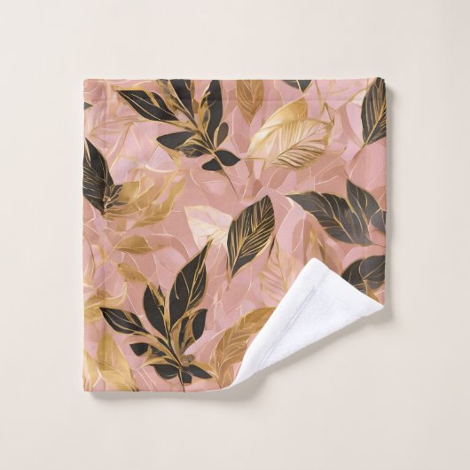 Collection de Feuilles Boho Populaire en or rose (Gant de toilette)