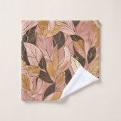 Collection de Feuilles de Boho Rouge Rose Populair (Gant de toilette)