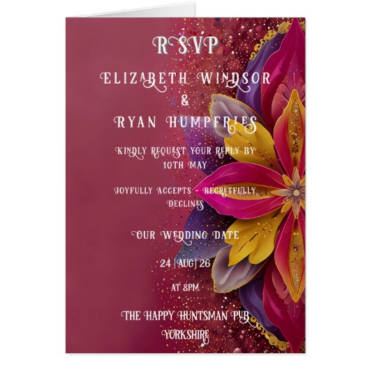 Collection de mariage Élégance Rose Florale (Devant)