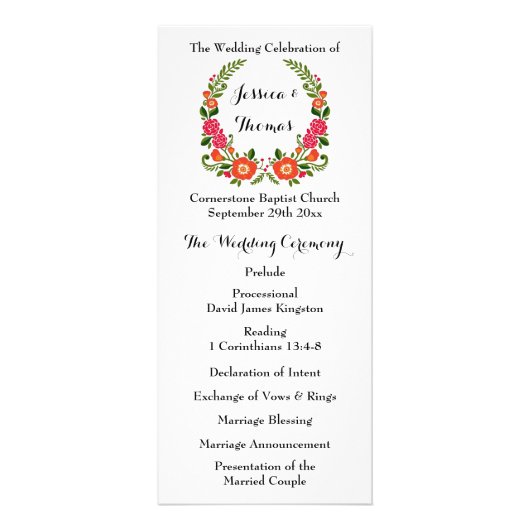 Collection de Mariages d'été de Bohême - Programme (Devant)