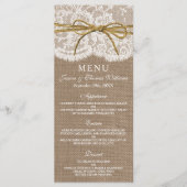 Collection de Mariages Rustic Twine Bow - Menu (Devant)