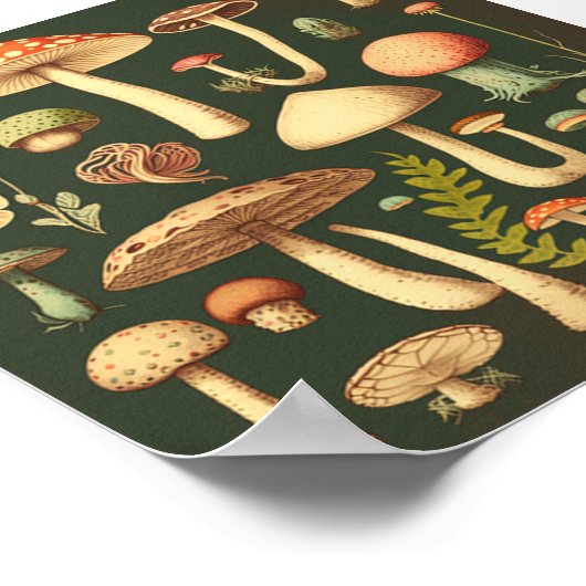 Collection de petits champignons Retro 2 Poster (Coin)