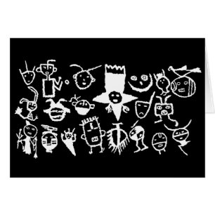 Collection de pétroglyphes, masques et têtes