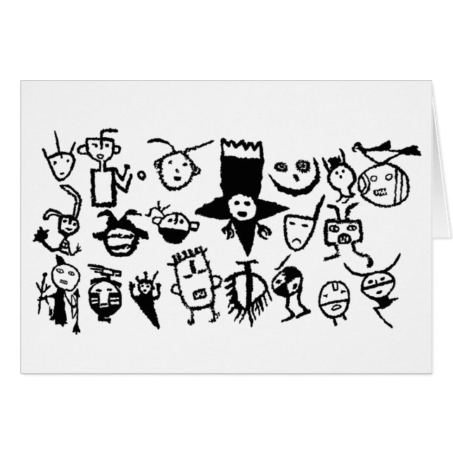 Collection de pétroglyphes, masques et têtes (Devant horizontal)