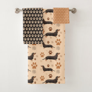 Collection de serviettes Adorable Dachshund & Paws