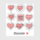 Collection De Stickers Coeur D'Amour (Feuille)