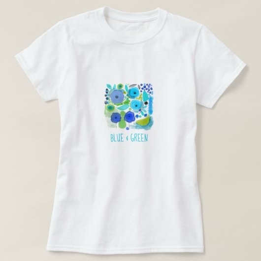 Collection de t-shirts illustrés bleu et vert (Design devant)