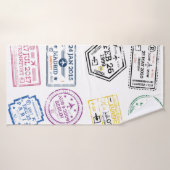 Collection de timbres de passeport isolés sur blan (Serviette de bain)