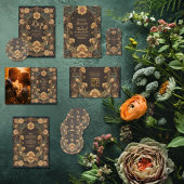 Decoratieve Bloemen Art Nouveau bruiloft All In One Uitnodiging