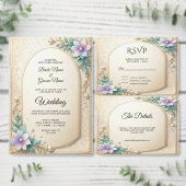 Decorative Floral Frame with Pearls Menu (Personnalisez la collection de ce créateur indépendant.)