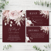 Carte Modern Trendy Deep Burgundy Blush Wedding Program (Personnalisez la collection de ce créateur indépendant.)
