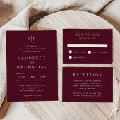 Invitation Tout En Un Deep Burgundy Elegant QR Code Classic Wedding