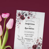 Deep Bourgogne Zilvergrijs Waterverf Bloemen Custo Ronde Sticker