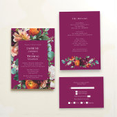 Programme Elegant Deep Pink Floral Wedding Program