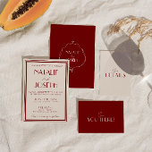 Invitation Burgundy Ivory Old Money QR Code Photo Wedding