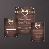 Sticker Rond Elégant Coeur de Cerf Enveloppe en bois rustique S (Personnalisez la collection de ce créateur indépendant.)