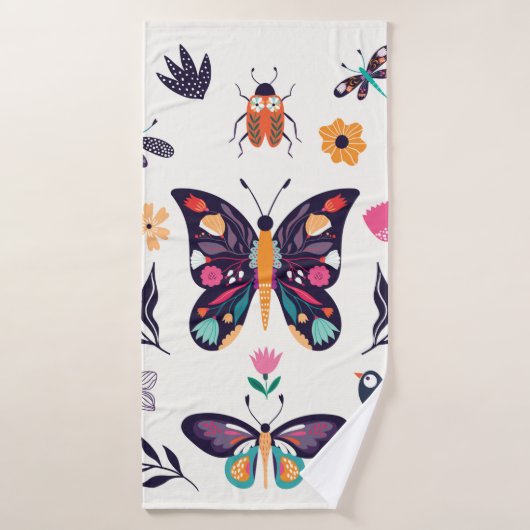 Collection d'éléments d'été du printemps à la main (Serviette de bain)
