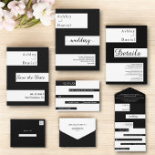 Invitation Tout En Un Élégant Mariage moderne moderne noir et blanc tend