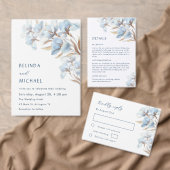 Étiquette Fleur d'or bleu | Mariage (Personnalisez la collection de ce créateur indépendant. )