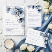 Menu Fleurs de mariage transparentes bleues