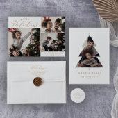 Delicate Gold Blessed 4-fotonieuwsbrief met Kerstm Feestdagenkaart