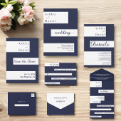 Save The Date Élégant minimal Marine bleu blanc Mariage moderne