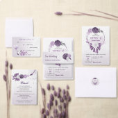 Sticker Rond mauve pourpre et fleurs blanches (Personnalisez la collection de ce créateur indépendant.)