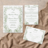 Carte D'accompagnement Code QR du site Web de mariage botanique vert saug (Personnalisez la collection de ce créateur indépendant. )