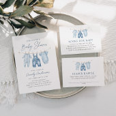 Poster Bleu Jean Denim Baby shower Ne pas dire bébé signe