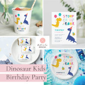 Invitation Trois Rex Dinosaur Anniversaire Colorful Party Boy
