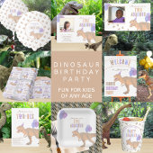 Invitation T-Rex Tan Photo Two-Rex Cute 2e fête d'anniversair