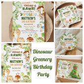 Serviette En Papier Aquarelle Cute Dinosaur Vert 3e anniversaire