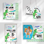 Dinosaur Pool Party Dank u kaart