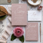 Menu Mariage de calligraphie moderne moderne rose