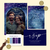 Invitation Céline ・ Élégant Mariage de nuit étoilé céleste