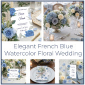 Sticker Rond Élégant mariage aquarelle rose bleu français