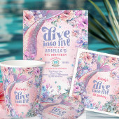 Invitation Dive into Five Flower Glitter Mermaid Tail